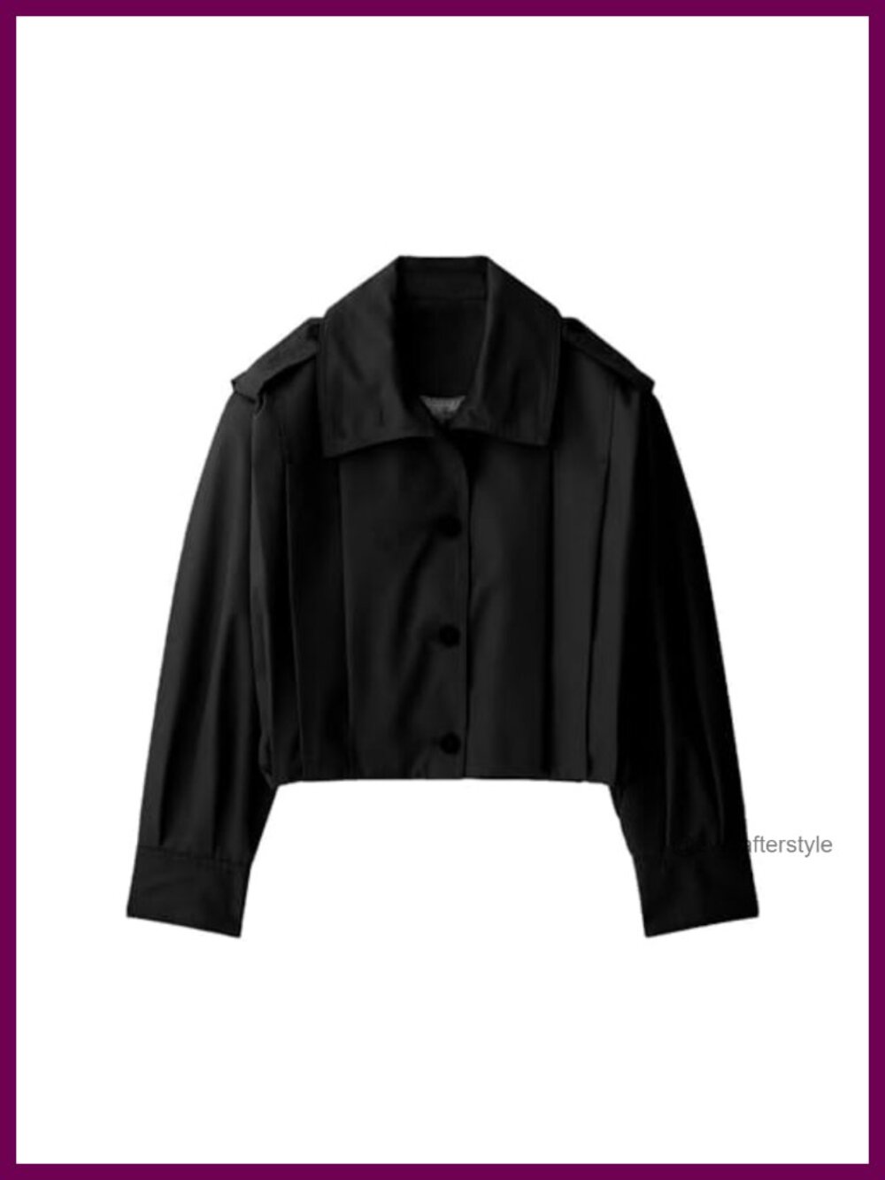 Women's Cropped Pleated Button Down Trench Coat Casual Lapel Collar Long Sleeve
